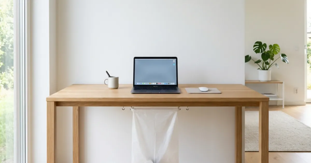 ゴミ箱すら不要！机の下に「袋」を隠せば、さらに部屋を広くミニマリストライフが捗るぞ